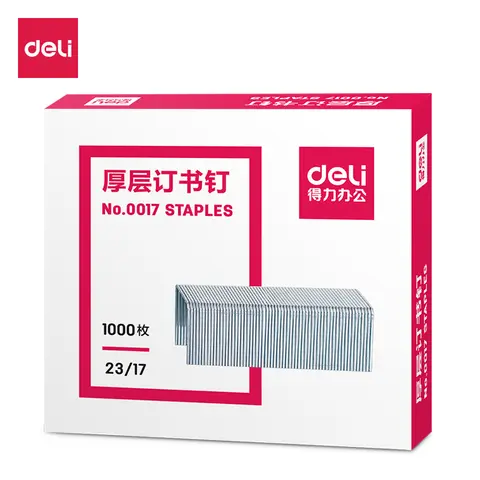 Deli 0017 Heavy Duty Staples 1000PCS/BOX 23/17 Size 12.8x17mm Staple Width X Height Binding for 130 Sheets