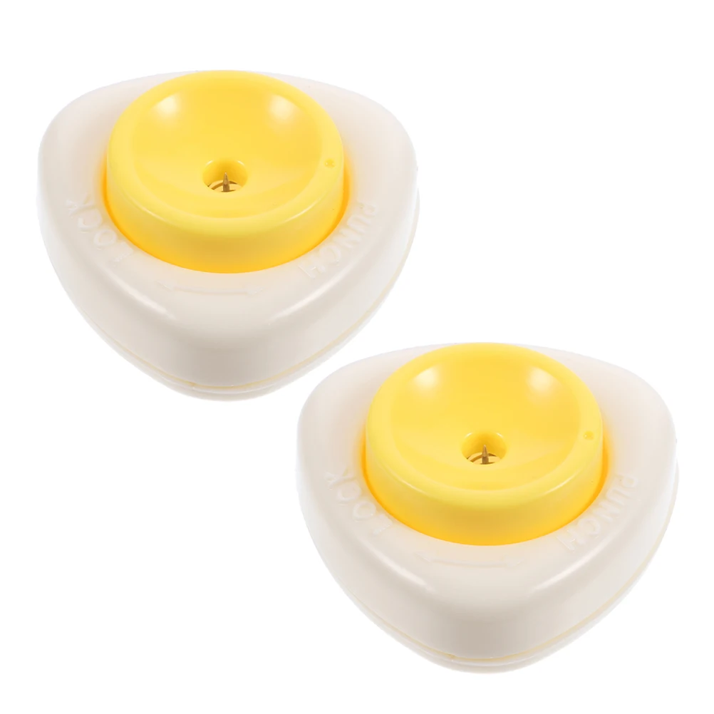 2pcs Egg Hole Puncher Kitchen Tool Manual Yellow Shell Separator Reusable Stainless Steel Piercer Non Slip Base Easy Clean