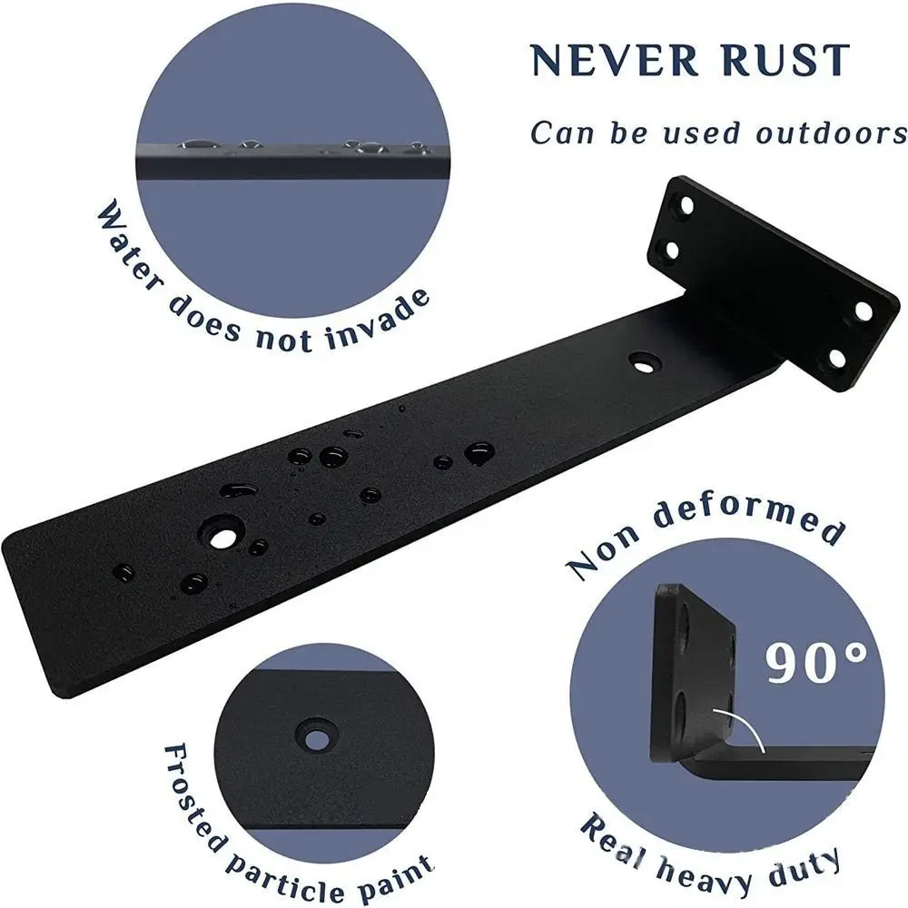 

Floating Shelf Brackets Heavy Duty Cast Iron Shelves Brackets, 1/5 Inch Thicked Invisible L Brackets for Shelves Support