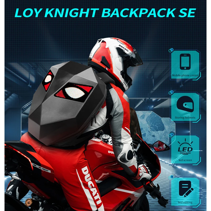 

LED Bluetooth Control men stylish backpack Hard Shell Motorcycle Cycling Helmet Backpack Travel Waterproof rucksack popular bag