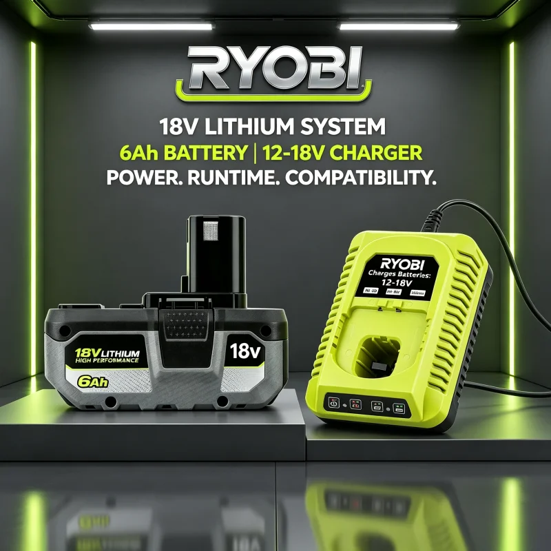 Ryobi 18V 8Ah Rechargeable Lithium Battery in 2026- LED Power Indicator, Real-time Power Display for All 18V Series Tools