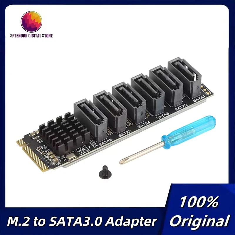 

Original M.2 to SATA3.0 Adapter Card 6Gbps ASM1166 M.2 PCIE to SATA Expansion Card with Smart Indicato