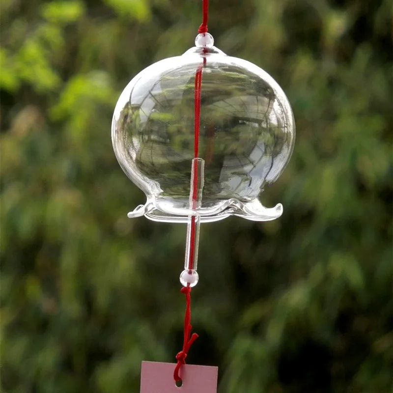 Free Shipping 8pcs/pack Different Design Transparent Glass Bell Home Decorative Praying Hanging Windchime New Year Birthday Gift