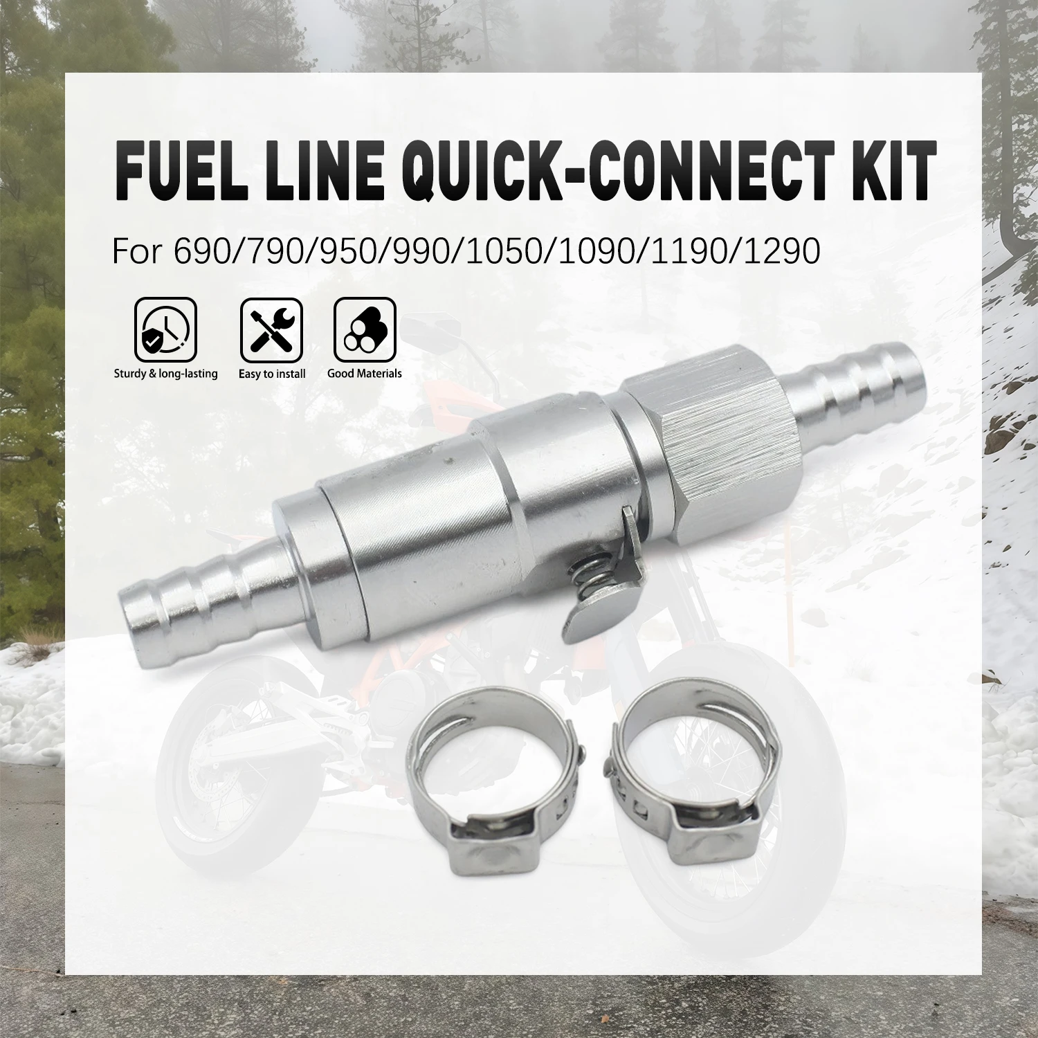 

6MM Motorcycle Accessories For 690 790 990 1050 1090 1190 1290 Fuel Pump Quick Release Metal Connector Fuel pipe connector set