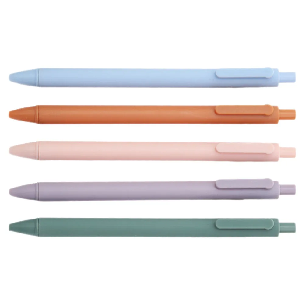 

5Pcs Simple Press Type Gel Pen Smooth Writing Feel Perfect for Students School Office Portable Reusable Writing Instrument Set