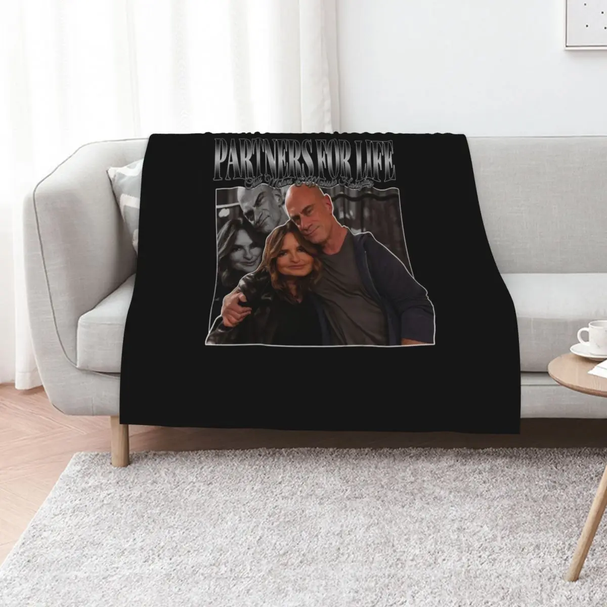 Partners for Life Mariska Hargitay and Chris Meloni 90s Inspired Vintage Homage Classic Throw Blanket Luxury Designer Blankets