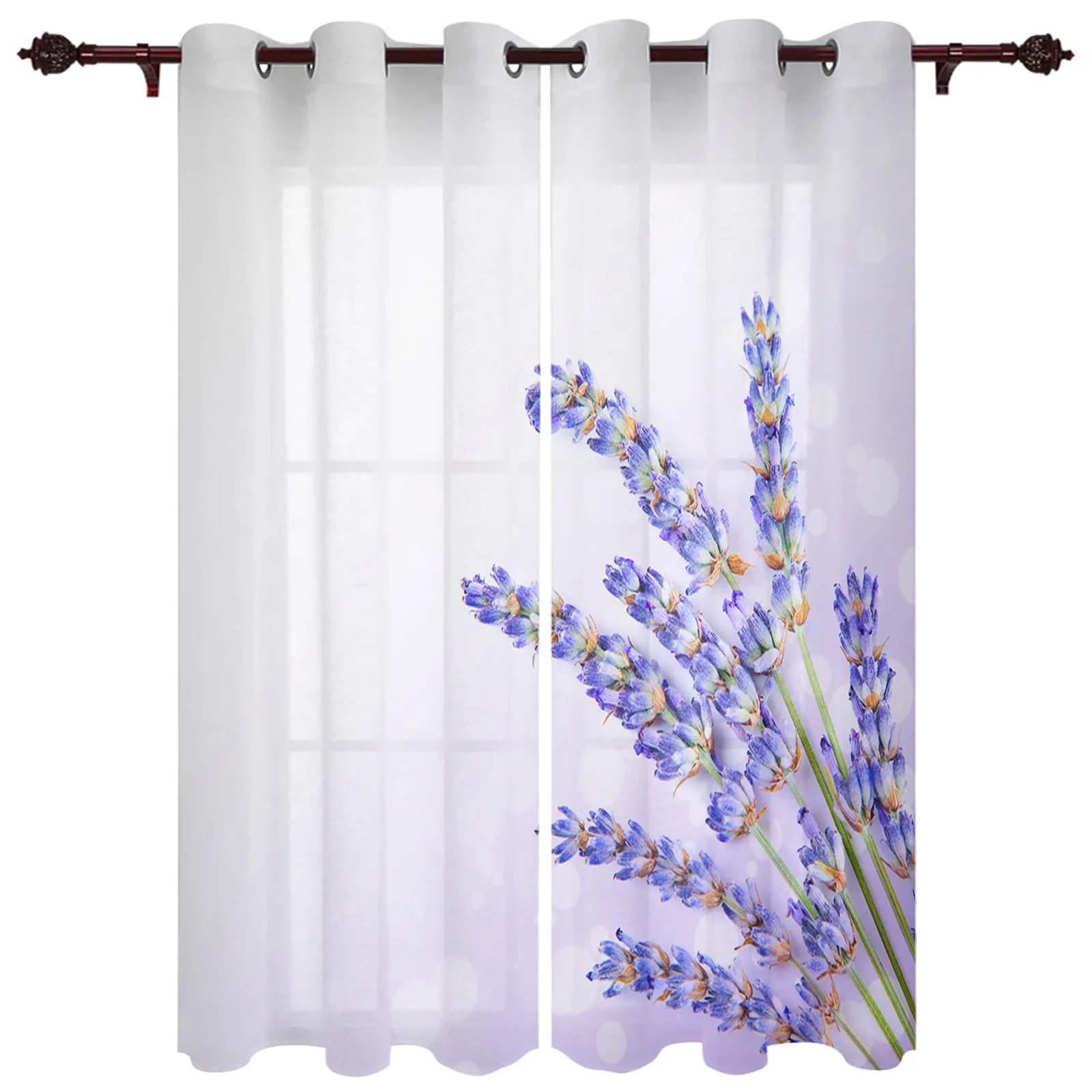 

Lavender Purple Flower Bloom Aromatic Curtains for Kid Bedroom Modern Kitchen Hotel Window Curtain Office Decor Printed Drapes