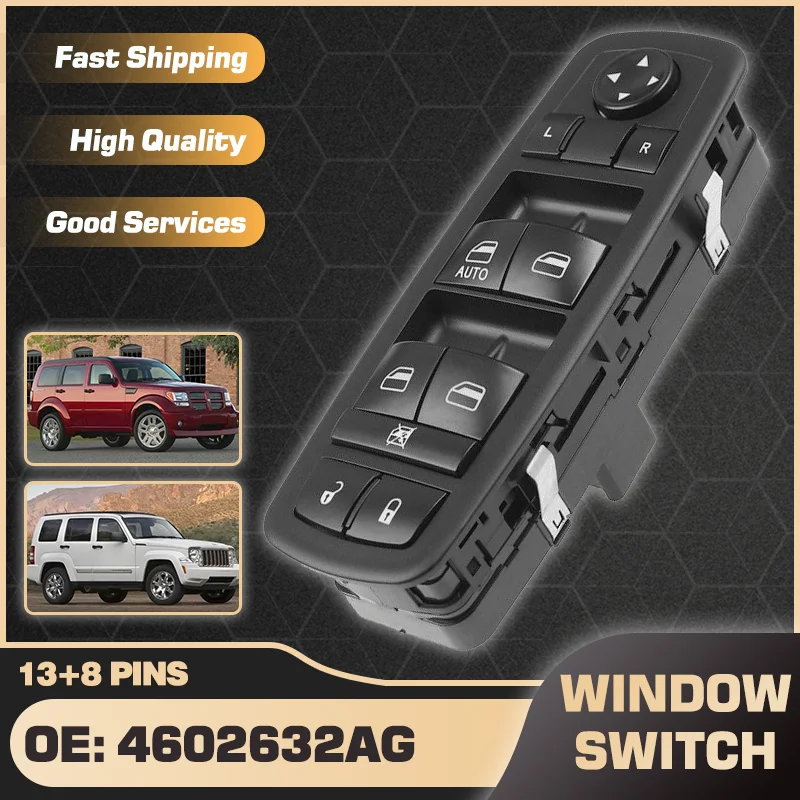 

Car For Dodge Nitro Jeep Liberty KK MK2 2008 2009 2010 2011 2012 Master Power Window Switch Control Button 4602632AG 13+8 Pins