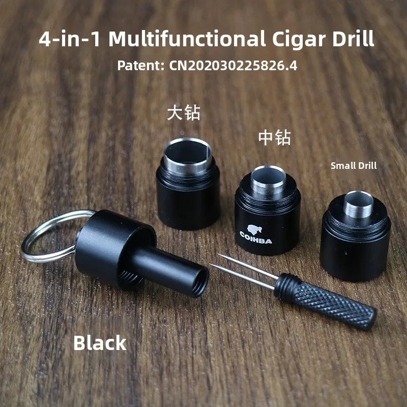 

Многофункциональный резак для сигар Cuba Sharp 4-в-1 с тремя лезвиями, вилкой и защитой от ожогов, прочный металлический ручной инструмент для курительных принадлежностей