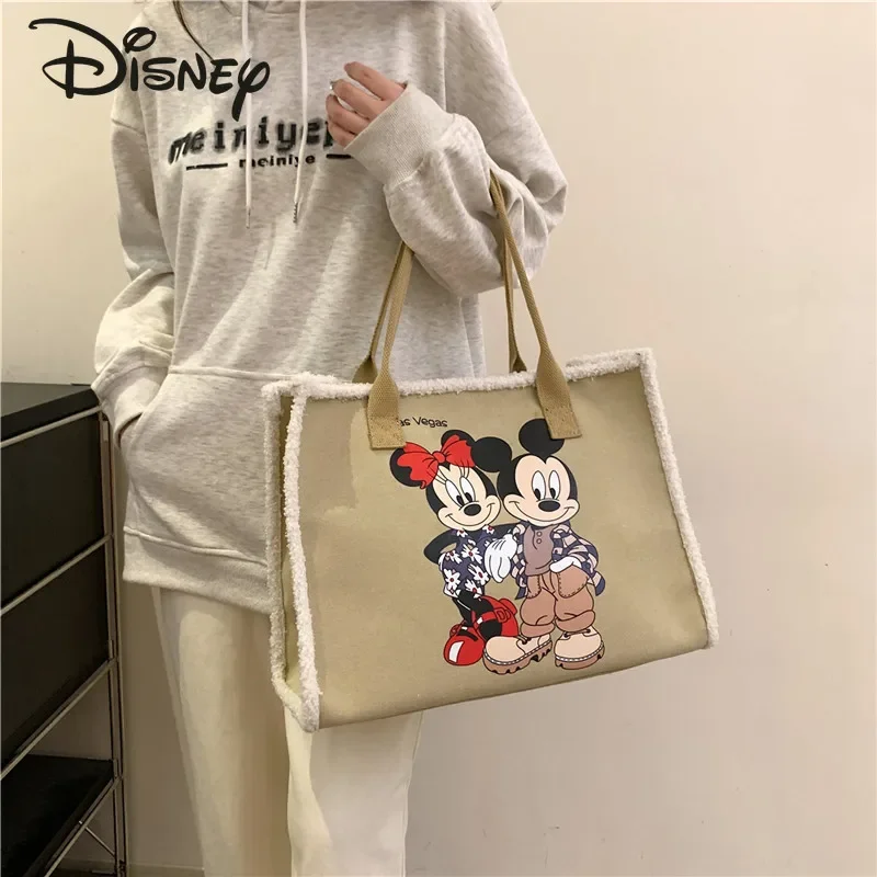 Disney 2024 New Women\'s Handbag Fashionable High Quality Canvas Women\'s Commuter Bag Casual Large Capacity Women\'s Shopping Bag