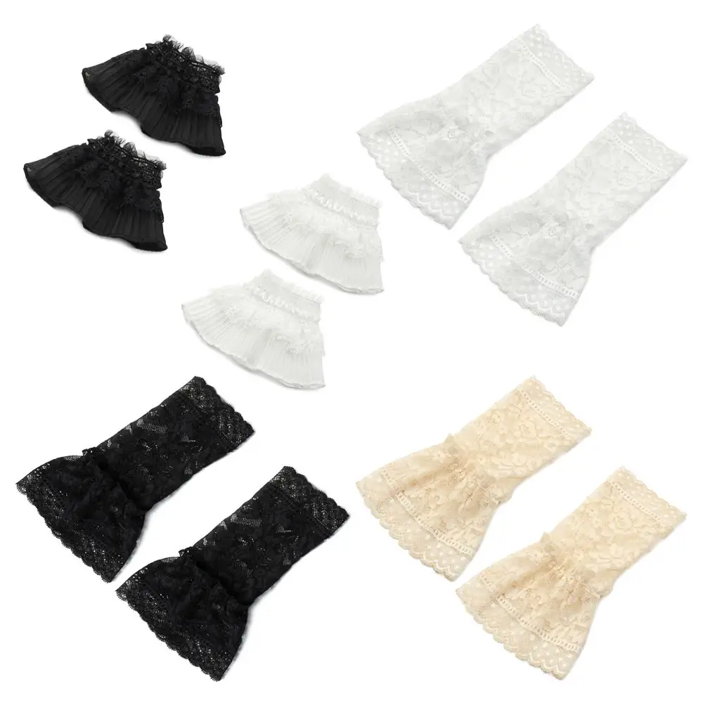 

1Pair Universal Scar Cover Arm Cover Gloves Fake Sleeve Ruffles Elbow Sleeve Lace Cuffs Detachable Sleeve Cuffs