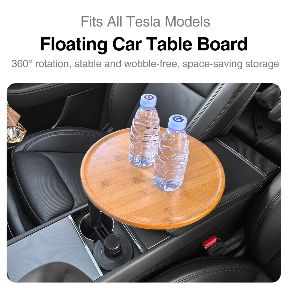 360°Rotatable Floating Car Tray Table Cup Holder Stable Wobble-Free Fits All Tesla Models Interior Accessories