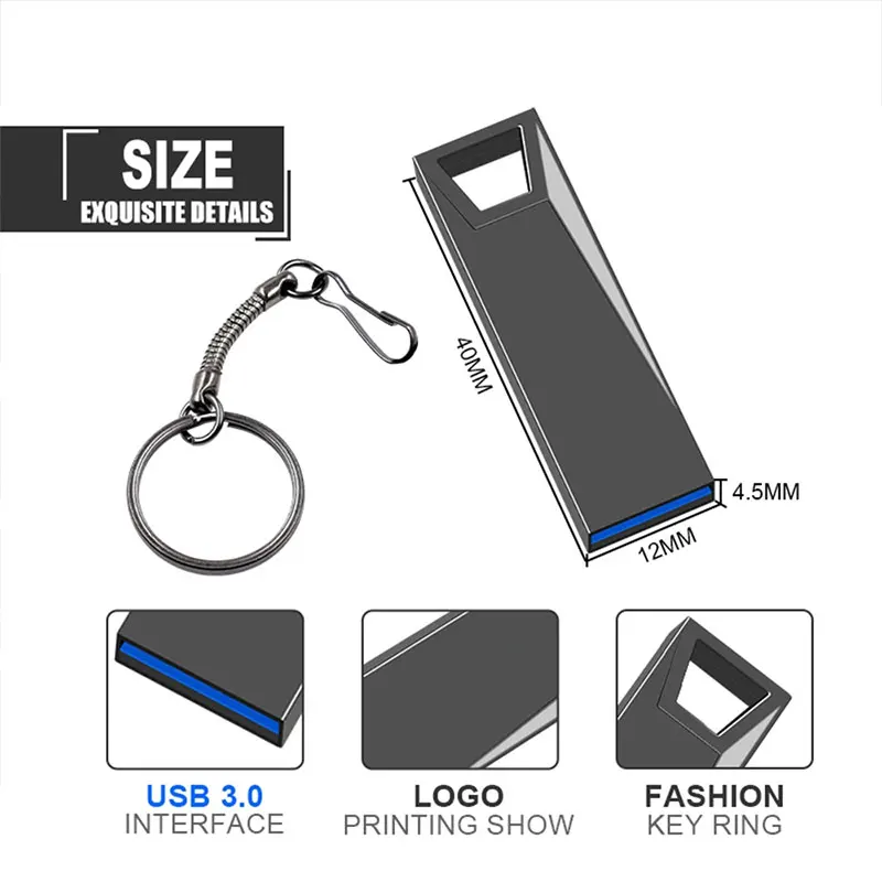 Memory Stick USB 3.0 Flash Drive 256GB 128GB 64GB USB Stick Key Chain Gift Metal Pen Drive USB 512GB Storage Device U Disk 32GB