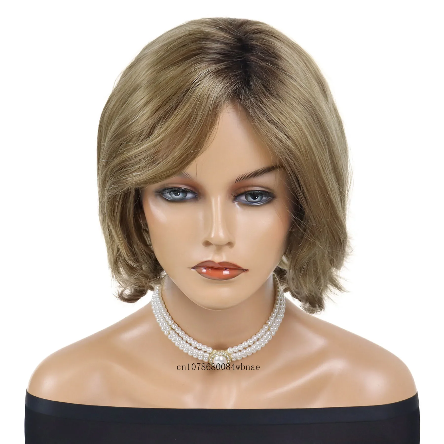 Blonde Brown Wigs for Women Synthetic Hair Versatile Fashion Short Bob Wig with Bangs Daily Costume Cosplay Party Heat Resistant