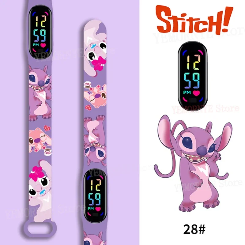 Disney Stitch Digital Kids\' Watches Anime Figures LED Touch Luminous kids Sport Wristband Waterproof Digital Watch Birthday Toy