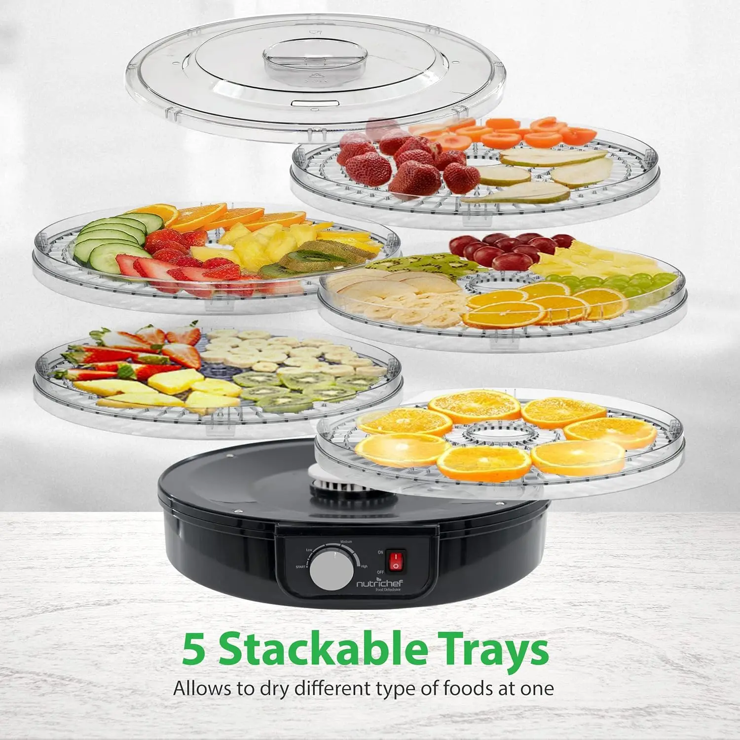 Countertop Food Dehydrator - Professional Multi-Tier Food Preserver - Dehydrates Fish, Meats, Mushrooms, Fruits & Vegetables