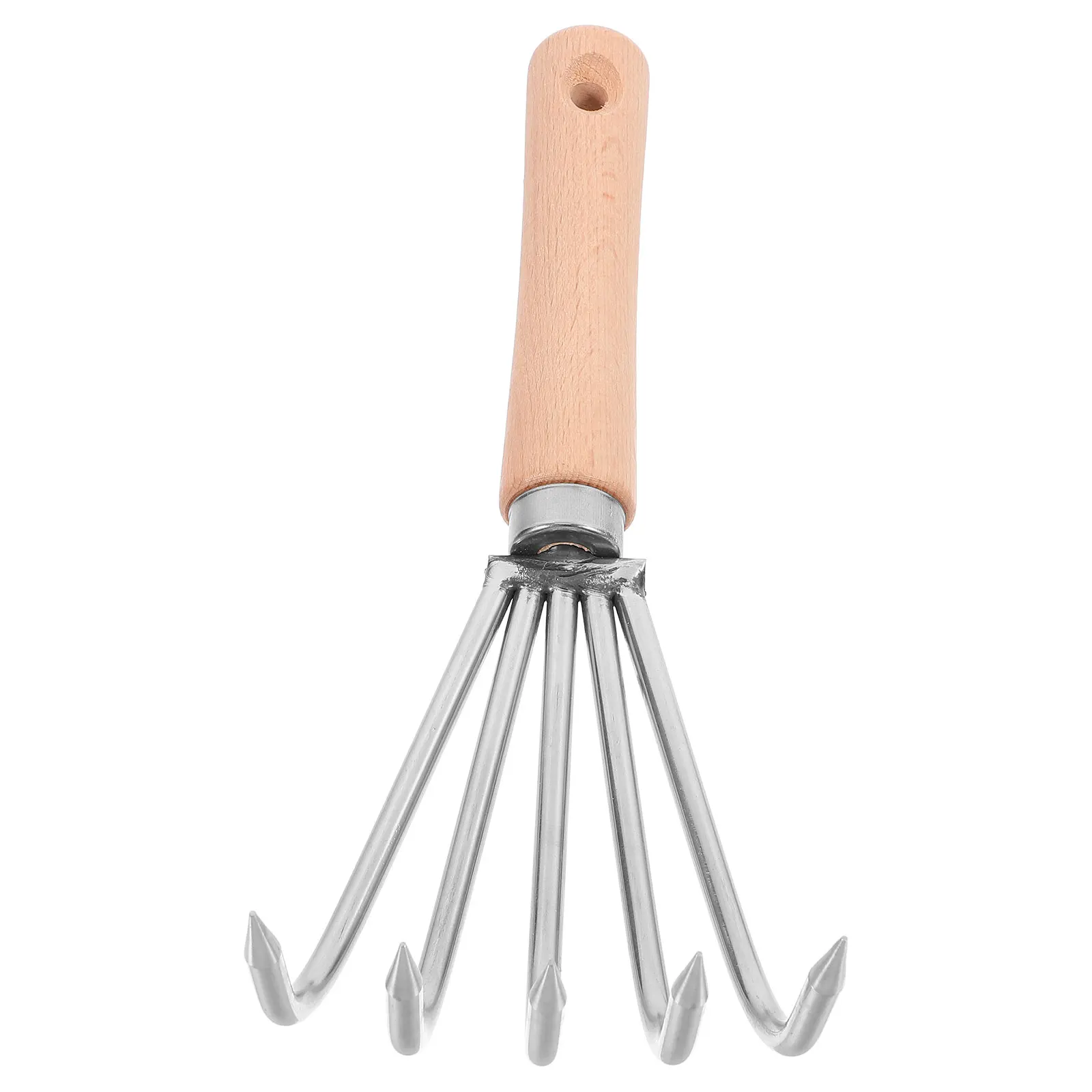 

Small Garden Rake Stainless Steel Hand Tool with Wooden Handle for Weeding Loosening Soil Cultivating Garden Hand Tools