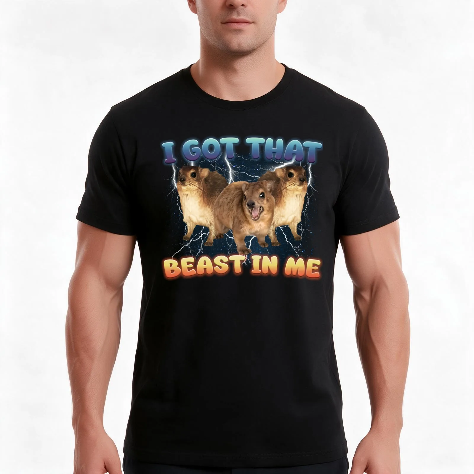 Funny Rock Hyrax Dank Meme Silly Joke T-Shirt, Summer Casual Cotton Tee, Oversized Streetwear Tops, Vintage Graphic Print