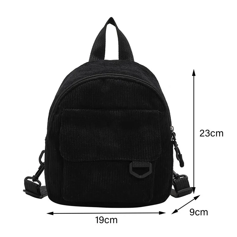 Women Mini Backpack Solid Color Corduroy Small Backpacks Simple Casual Student Bookbags Traveling Backpacks