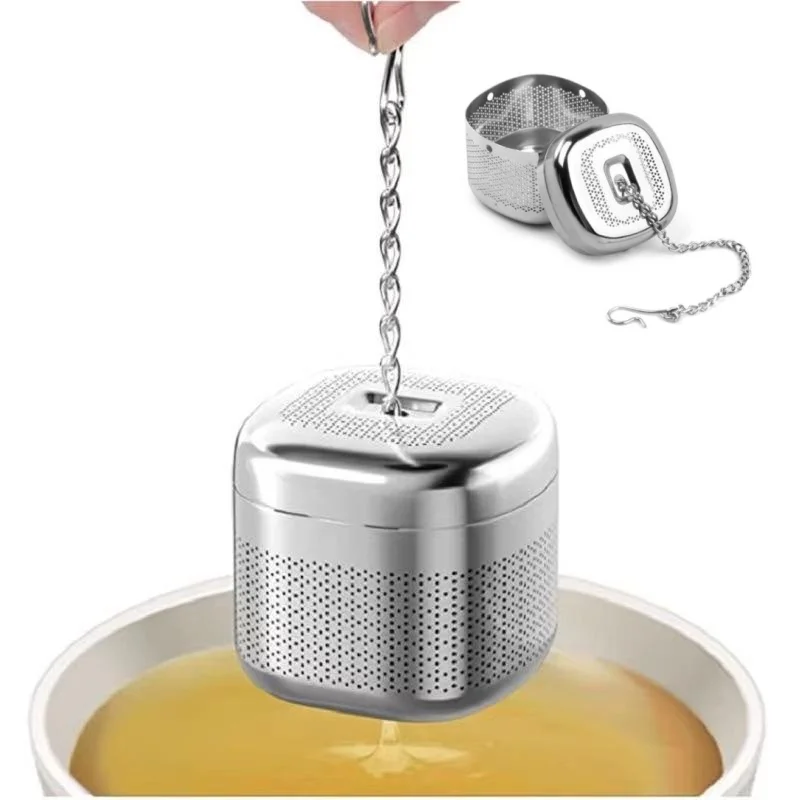 الفولاذ المقاوم للصدأ الشاي المساعد على التحلل الكرة مربع الشاي تسرب تصفية الشاي أدوات الشاي تصفية اضافية غرامة شبكة فضفاضة الشاي انحدار مرشح شبكي #2