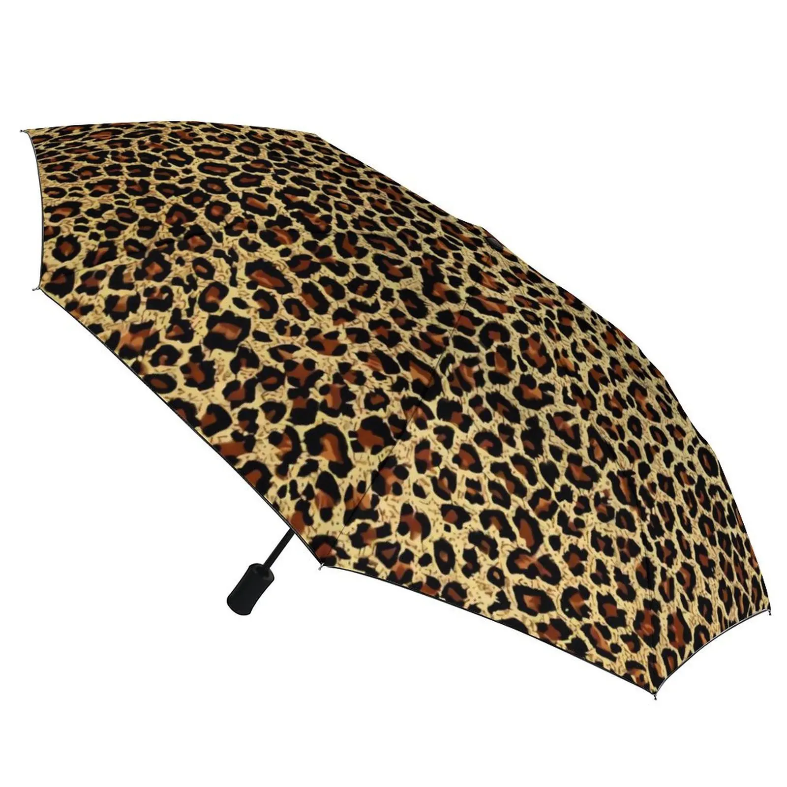 Imagem -03 - Guarda-chuva Leopard Clássico Retro Animal Print Legal Compacto Pintura Pesca Anti uv Automático