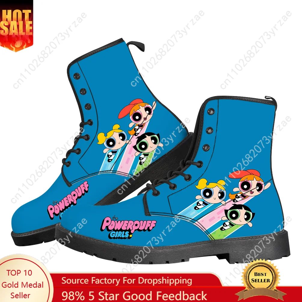 

Ботинки Powerpuff для девочек, мужские и женские повседневные ботинки для подростков, уличная обувь высокого качества, повседневная легкая модная обувь с узором на заказ