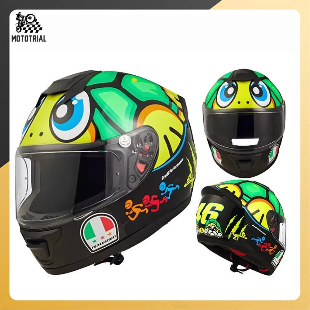 Casco de motocicleta para hombre y mujer, protector de cabeza de cara completa con personalidad, estilo Lovely Big Eye, ideal para las cuatro estaciones