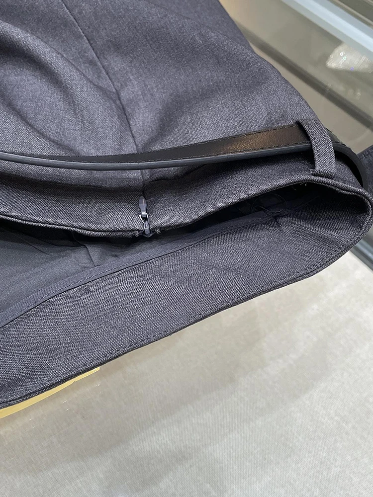 เอวสูง Belted กระโปรง Simple Sle ผู้หญิง High-End ยุโรป Faion ฤดูใบไม้ร่วง ort กระโปรงกระโปรง Bodycon