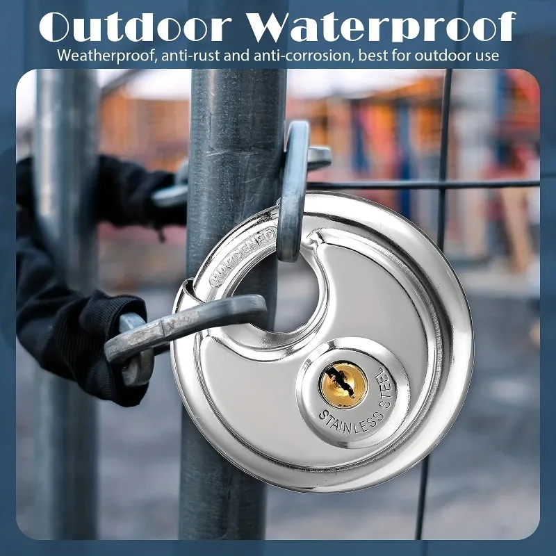 Распродажа, 1 шт., 60 мм, крутой круглый замок для хранения дисков из нержавеющей стали, навесной замок, нержавеющий и водонепроницаемый с 2 ключами, фурнитура