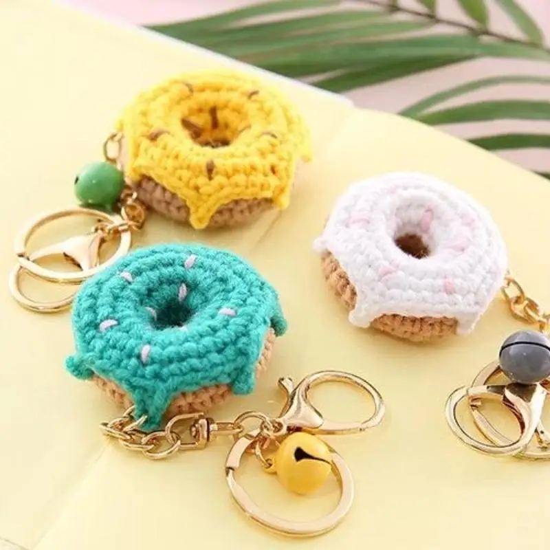 Wollball-Schlüsselanhänger, gehäkelte Zitrone, Donut-Puppe, Cartoon-Frucht-Anhänger, Autohalter, Handtaschen-Dekoration, Geschenke – Detail 12