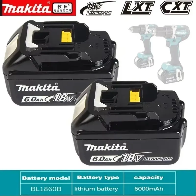 

NEW Makita 18V 6000mAh 10C Rechargeable Power Tools Battery With LED BL1830 BL1850 BL1860 Battery Charger Set With Working Light