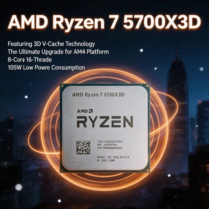 AMD Ryzen 7 5700X3D Gaming CPU 8 Core 16 Thread high FPS competitive gaming 3D V-Cache AM4 New without fan