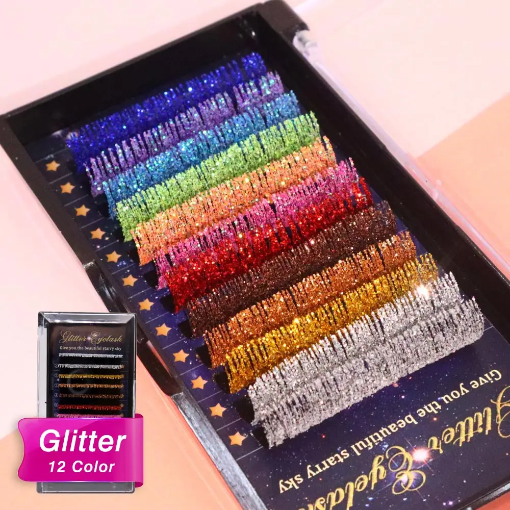 Mix Colors Fashion Glitter Shiny Colorful Classic False Eyelash Extensions Individual lashes For Makeup