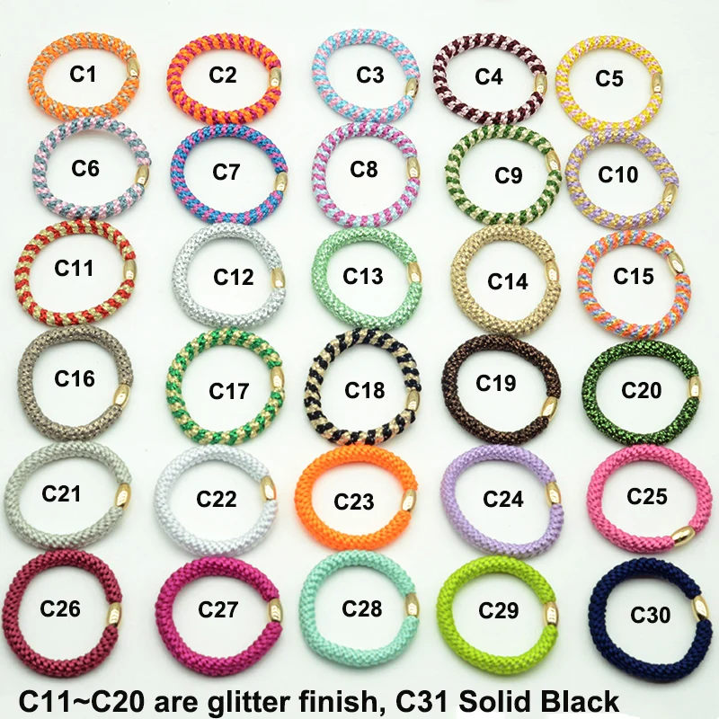 20PCS 8mm Gold Beads Drawstring Thick Hair Tie Plait Elastic Hair Bands Braided Hair Scrunchies Rope Ponytail Holder Women Girls