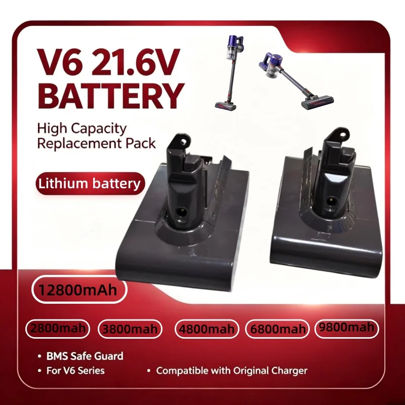 V6 Rechargeable Lithium‑ion Battery 2800mAh‑12800mAh Replacement Accessory For SV09 SV10 SV11 Handheld Vacuum