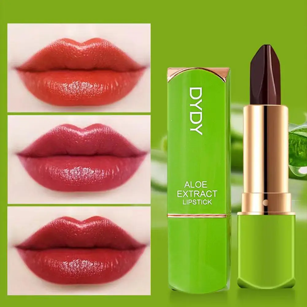 Spring Aloe Vera Moisturizing Lipstick Long Lasting Lip Nouritious Color Comestics Lip Balm Makeup Lipgloss Temperature Cha C4K0