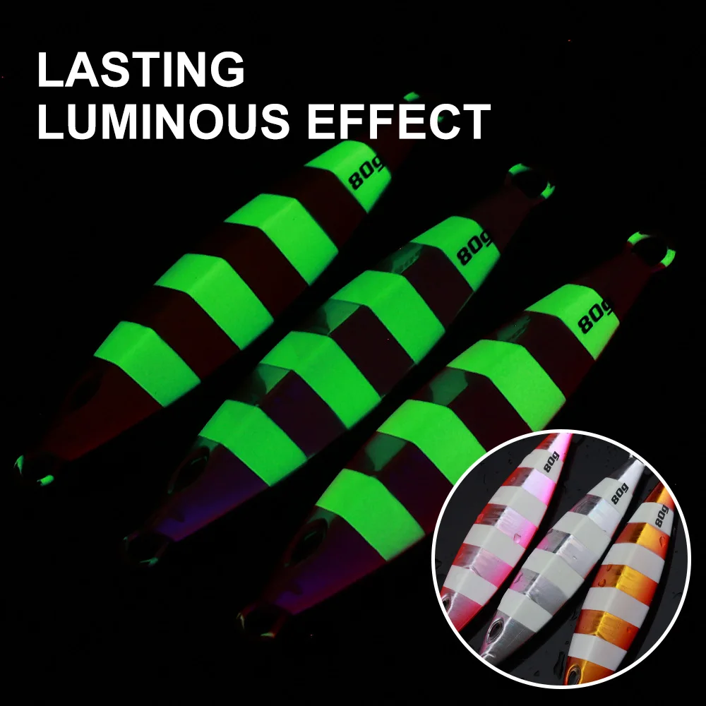 JIGGINGPRO Slow Pitch Jig 60g 80g 100g Sea Fishing Lure Glow Metal Jig Offshore Casting Jigging Lures Artificial Bait view 3