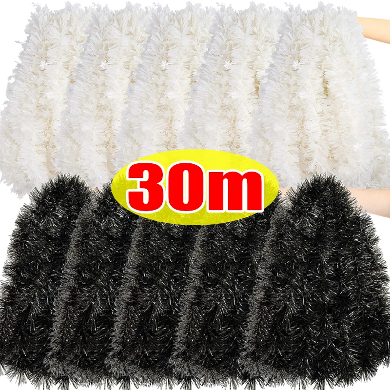 30/2 м Хэллоуин Черная мишура Гирлянда Трость Лента Рождественский венок DIY Рождественская елка Украшения Новогодняя вечеринка Оптовая продажа