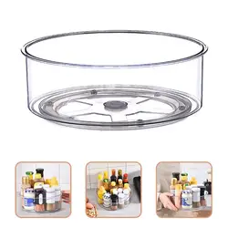 Organizer Rack Turntable Cabinet Lazy Storage Susan Rotating Kitchen Snack Condiment Holder Seasoning Bottle Pantry Clear Tray