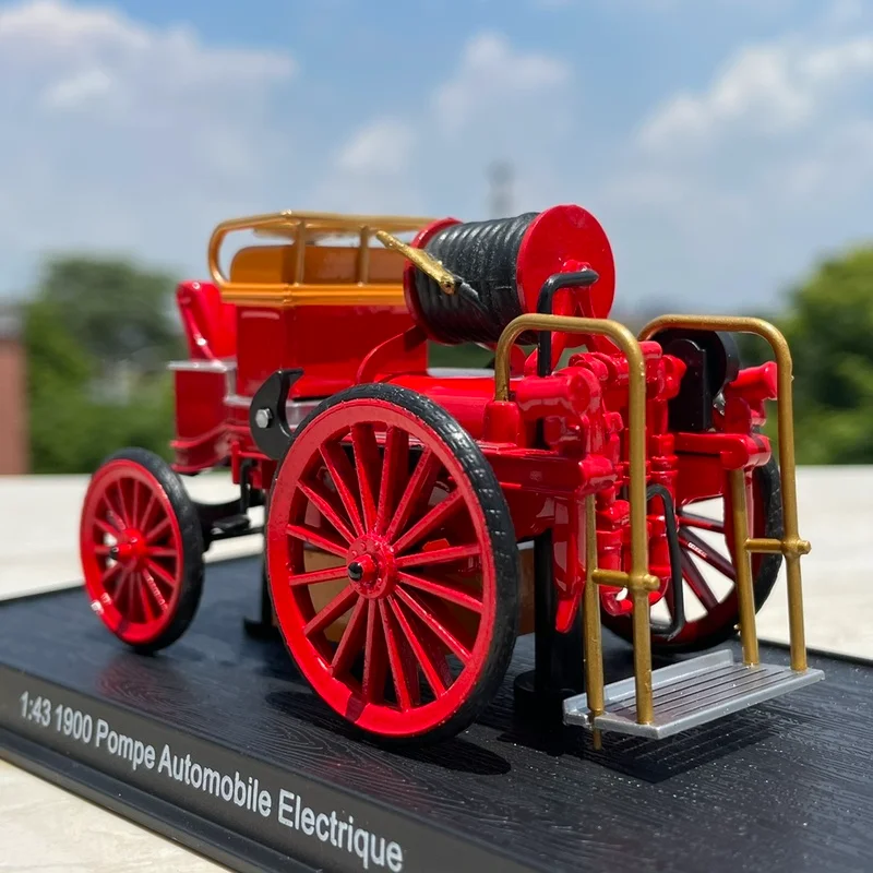 Alloy Car Model for Kids, Diecast Scale 1:43 Veículos, Pompe Automóvel Elétrico Vintage, Antique Fire Truck, Coleção Presente, 9cm