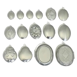 BoYuTe (20 Pieces/Lot) 316 Stainless Steel Oval Shaped Locket Pendant Can Open Photo Locket Diy Jewelry Materials