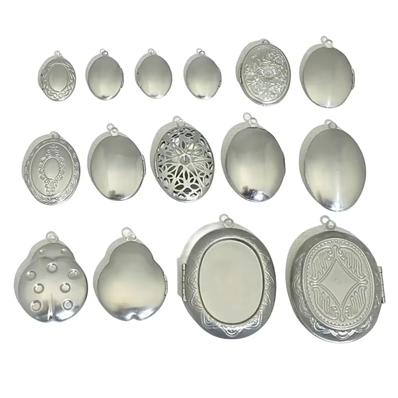BoYuTe (20 Pieces/Lot) 316 Stainless Steel Oval Shaped Locket Pendant Can Open Photo Locket Diy Jewelry Materials