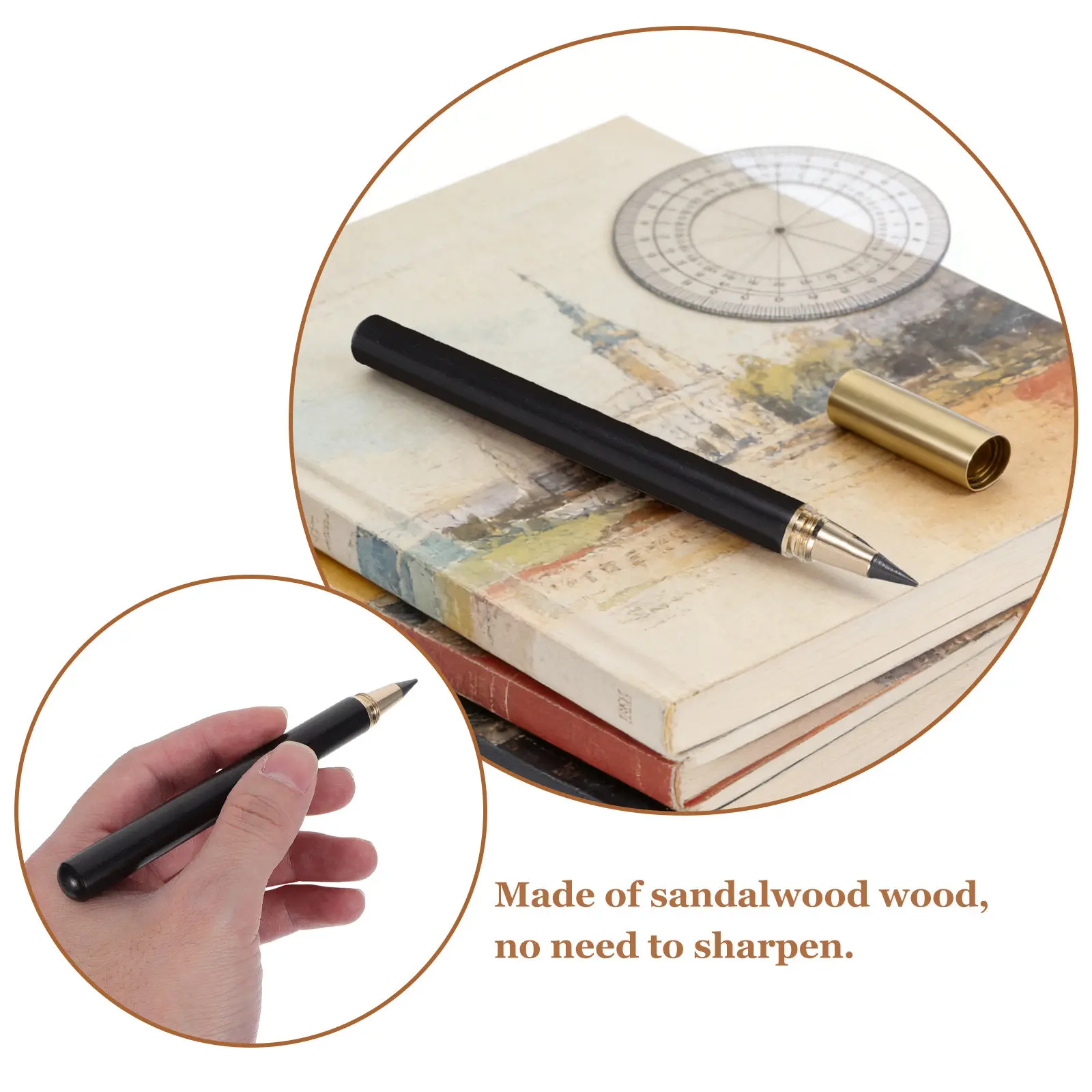 Everlasting Wooden Pencil Vintage Style No Sharpening Break Resistant Portable Office School Supplies Endless Writing Instrument