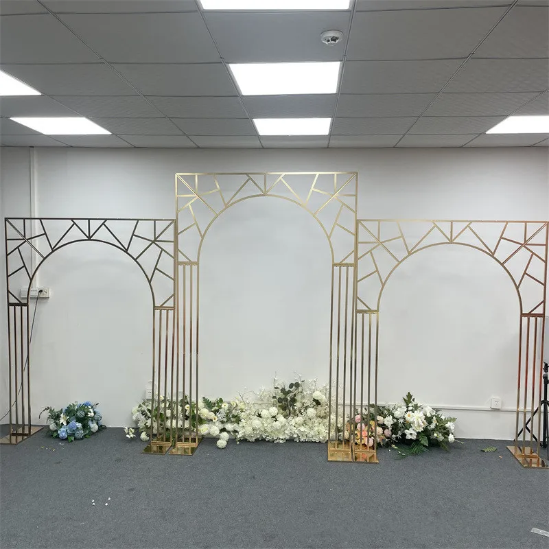 

Shiny Metal Wedding Flower Arch Frame Circle Gold Wedding Props Stage Background Wreath Backdrop Round Square Arch Wedding Decor