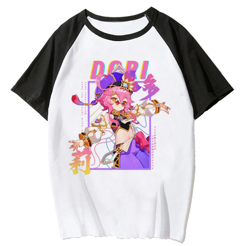 Genshin Impact camisetas mulheres designer gráfico camiseta feminina manga streetwear roupas