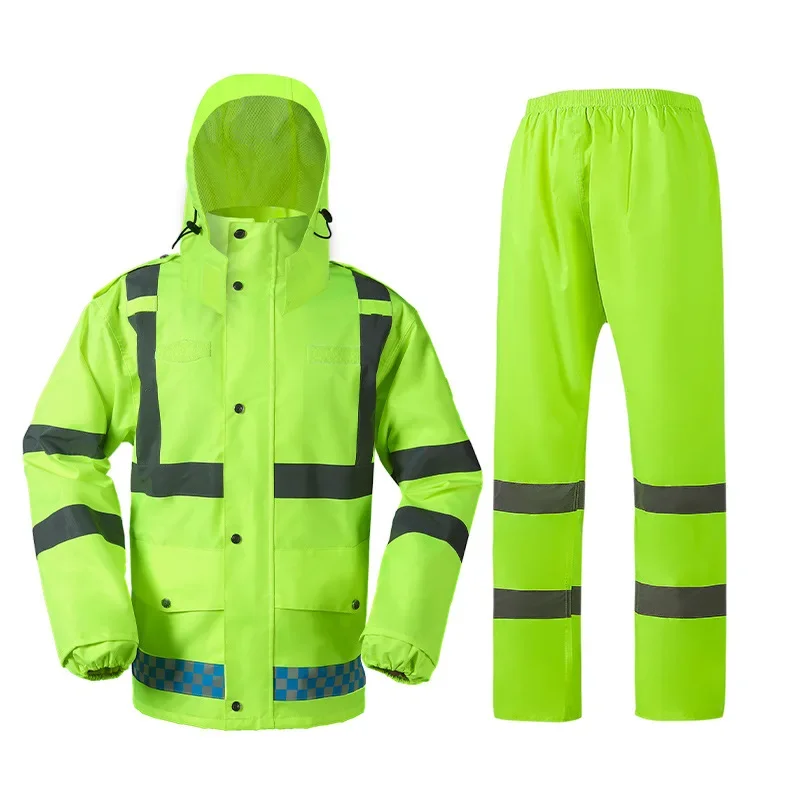 Thicken Raincoats Waterproof Rain Jacket Pants Rainsuit with Reflective Stripes Outdoor Motorcycle Riding Impermeable Rain Coats