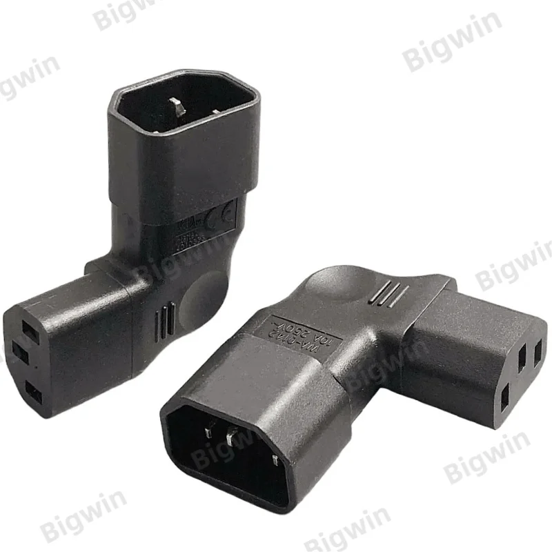 90 Degree Right Angle IEC C14 to C13 Power Adapter, 10A 250V L Shape IEC320 Male to Female Elbow Power Connector
