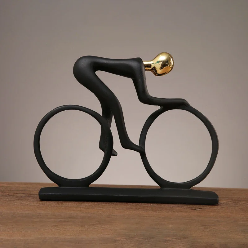 Modern Abstract Resin Bicycle Cyclist Statue Bicycle Rider Statue Bike Racer Rider Figurine Office Living Room Decor