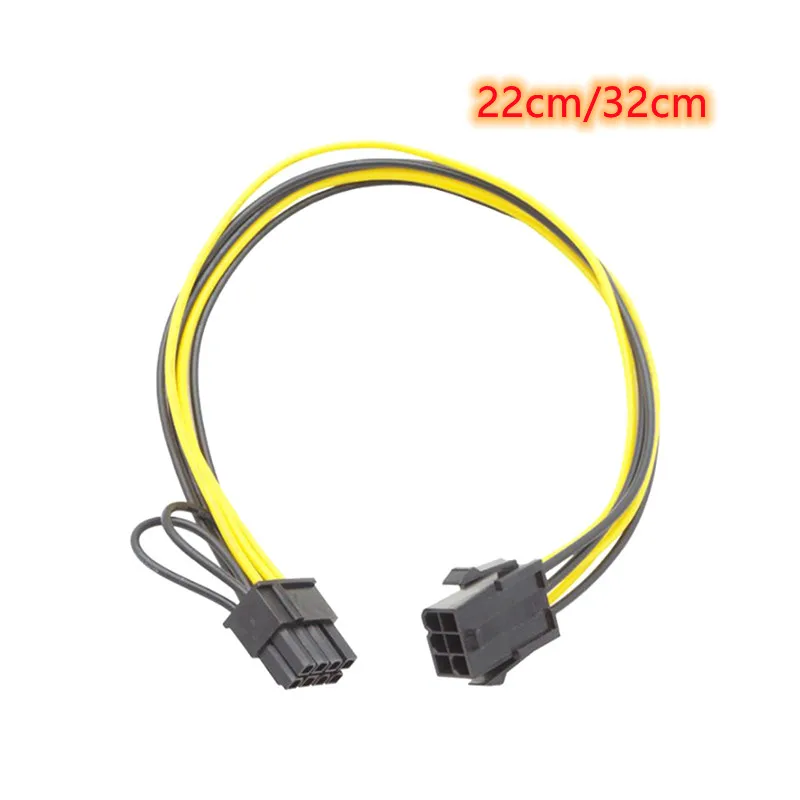 6Pin PCI Express To Dual PCIE 8 (6+2) Pin Power Cable 22cm 32cm Motherboard Graphics Card PCI-E GPU Power Data Cable Splitter