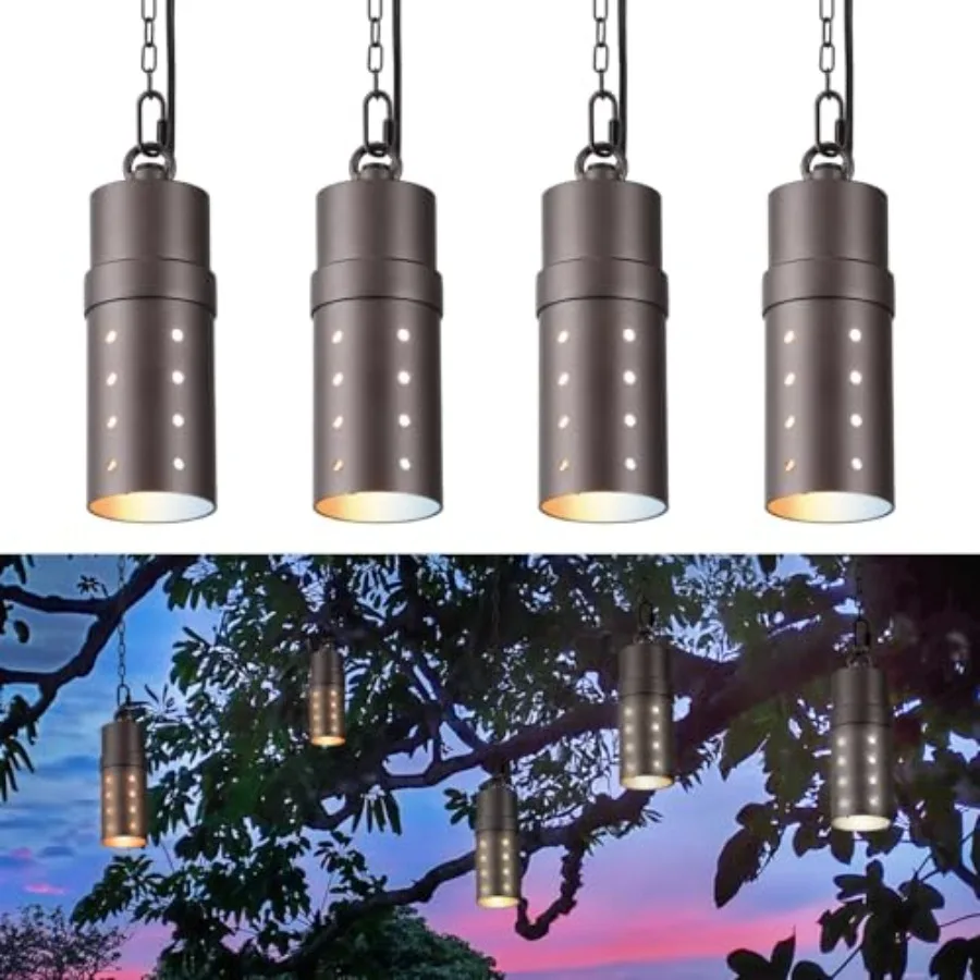 

Outdoor LED landscape pendant lights for gazebo, pergola, garden; aluminum, oil rubbed bronze, IP65, ETL listed, 12V low voltag